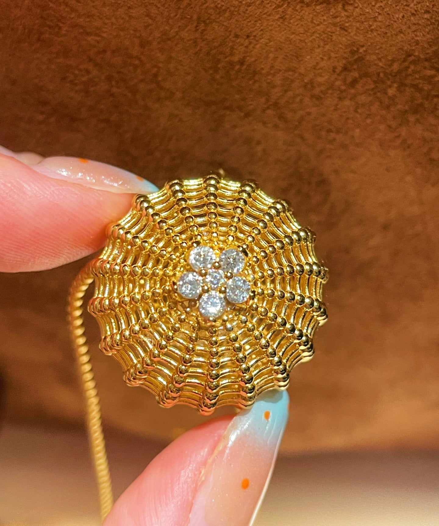 Vintage Heavy Craft Cactus Ball High Carbon Diamond Pendant Necklace - floysun