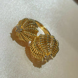 Vintage Heavy Filigree Dual Cactus Ball Statement Ring - floysun