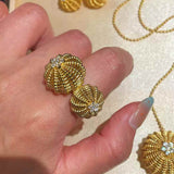 Vintage Heavy Filigree Dual Cactus Ball Statement Ring - floysun