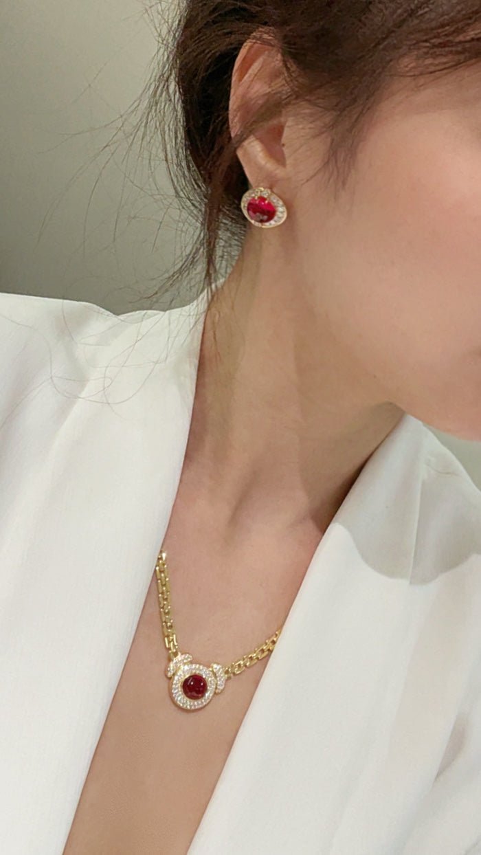 Vintage Heritage Sugar - Loaf Ruby Earrings - floysun