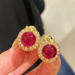 Vintage Heritage Sugar - Loaf Ruby Earrings - floysun
