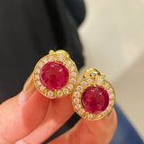 Vintage Heritage Sugar - Loaf Ruby Earrings - floysun