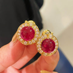 Vintage Heritage Sugar - Loaf Ruby Earrings - floysun