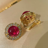 Vintage Heritage Sugar - Loaf Ruby Earrings - floysun