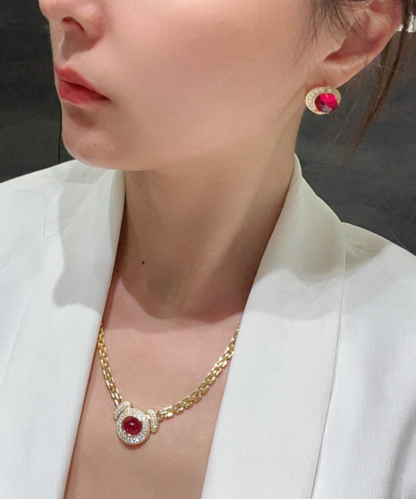 Vintage Heritage Sugar - Loaf Ruby Earrings - floysun