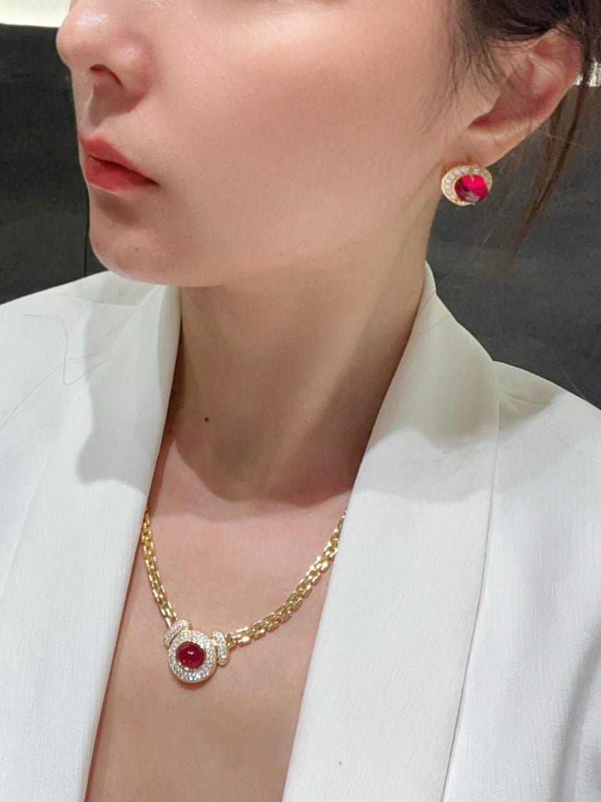 Vintage Heritage Sugar - Loaf Ruby Earrings - floysun