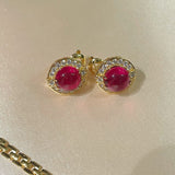 Vintage Heritage Sugar - Loaf Ruby Earrings - floysun