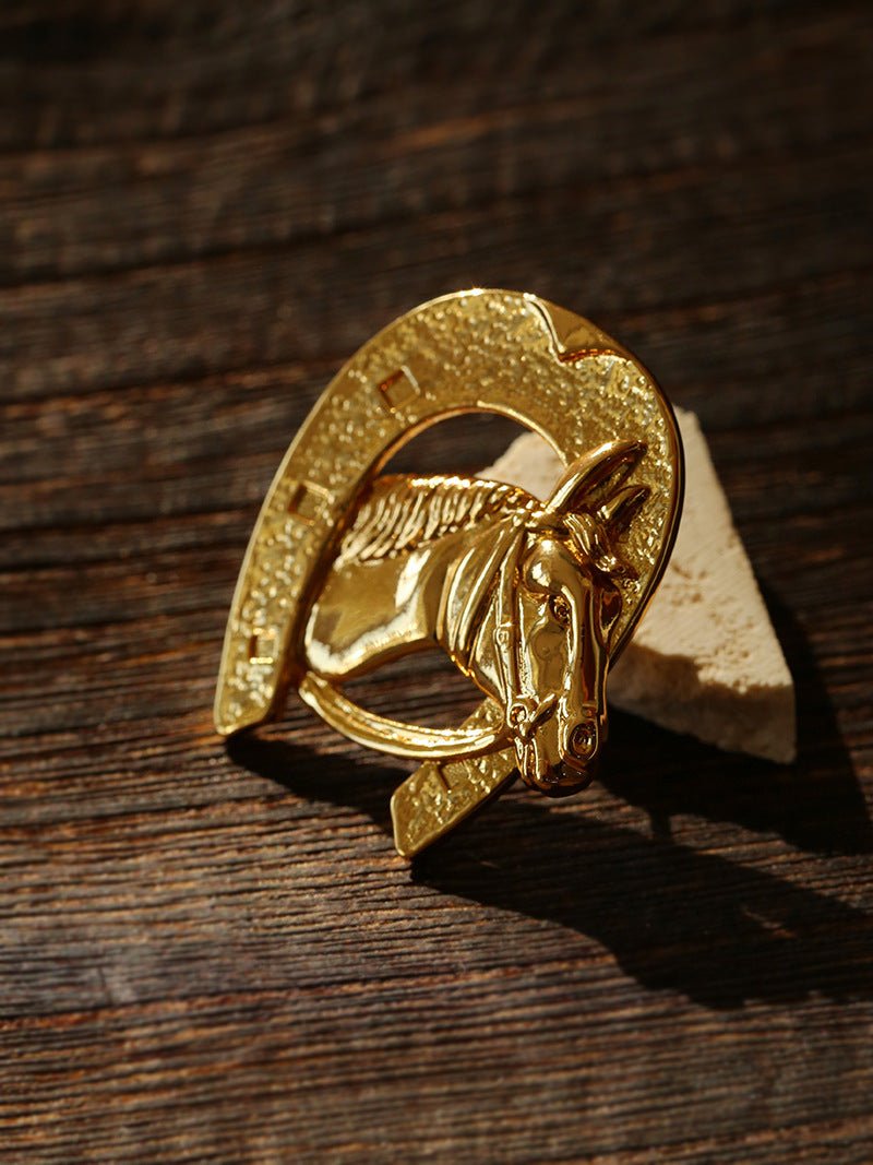 Vintage Horse Head & Horseshoe Brooch - floysun