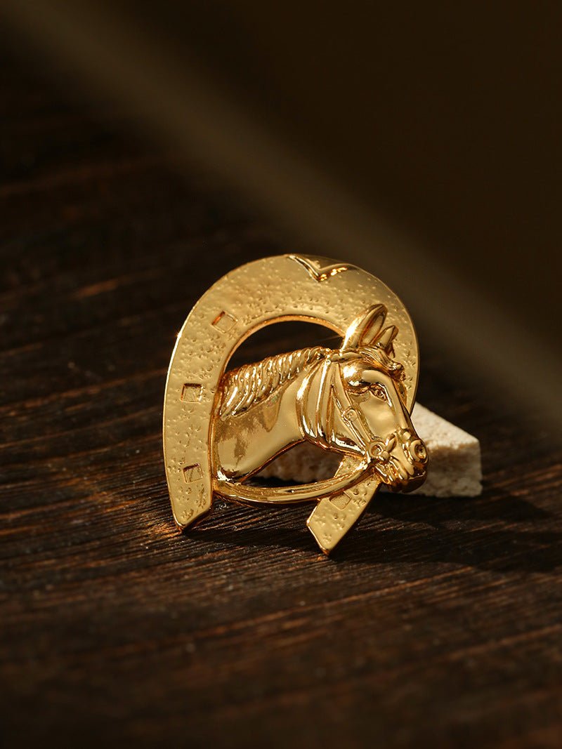 Vintage Horse Head & Horseshoe Brooch - floysun