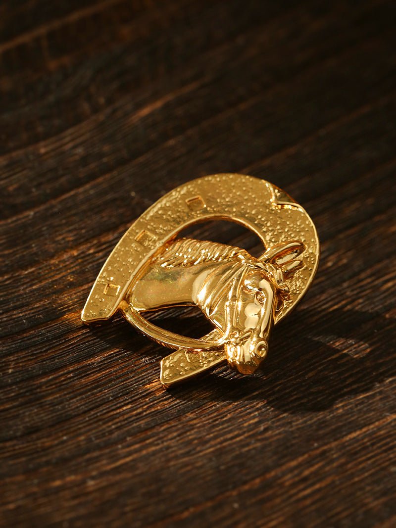Vintage Horse Head & Horseshoe Brooch - floysun