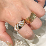 Vintage Inlay Ring – Black Onyx & White Mother - of - Pearl - floysun
