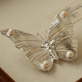 Vintage - Inspired Butterfly Brooch with Pearl & Red Agate - floysun