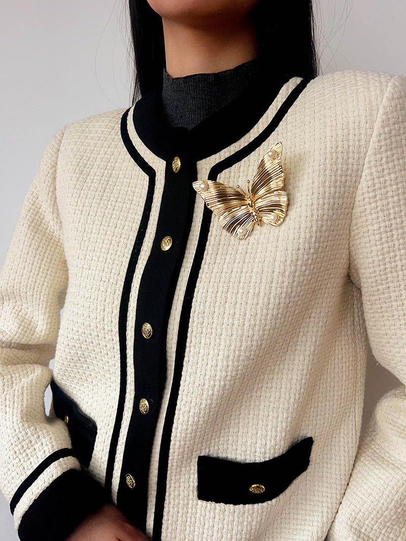 Vintage - Inspired Butterfly Brooch with Pearl & Red Agate - floysun