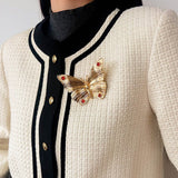 Vintage - Inspired Butterfly Brooch with Pearl & Red Agate - floysun