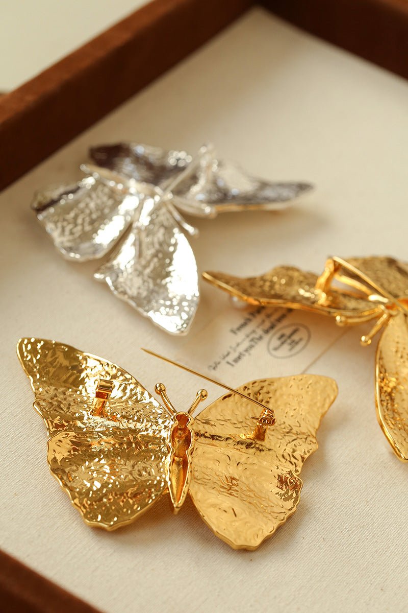 Vintage - Inspired Butterfly Brooch with Pearl & Red Agate - floysun