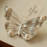 Vintage - Inspired Butterfly Brooch with Pearl & Red Agate - floysun