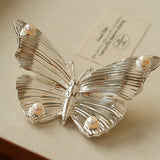 Vintage - Inspired Butterfly Brooch with Pearl & Red Agate - floysun