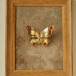 Vintage - Inspired Butterfly Brooch with Pearl & Red Agate - floysun