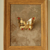 Vintage - Inspired Butterfly Brooch with Pearl & Red Agate - floysun