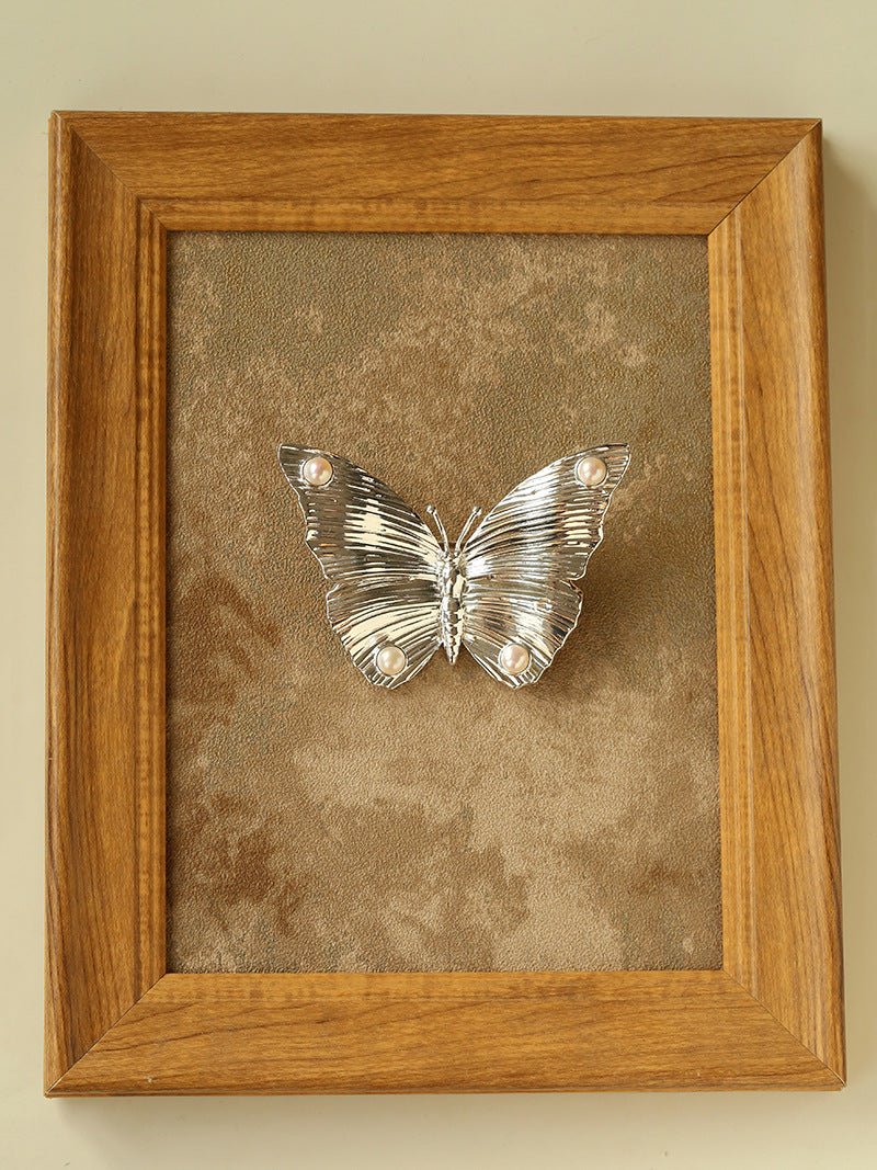 Vintage - Inspired Butterfly Brooch with Pearl & Red Agate - floysun