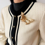 Vintage - Inspired Butterfly Brooch with Pearl & Red Agate - floysun