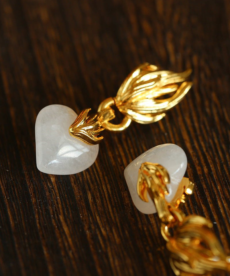 Vintage - Inspired Crystal Flame Heart Earrings - floysun