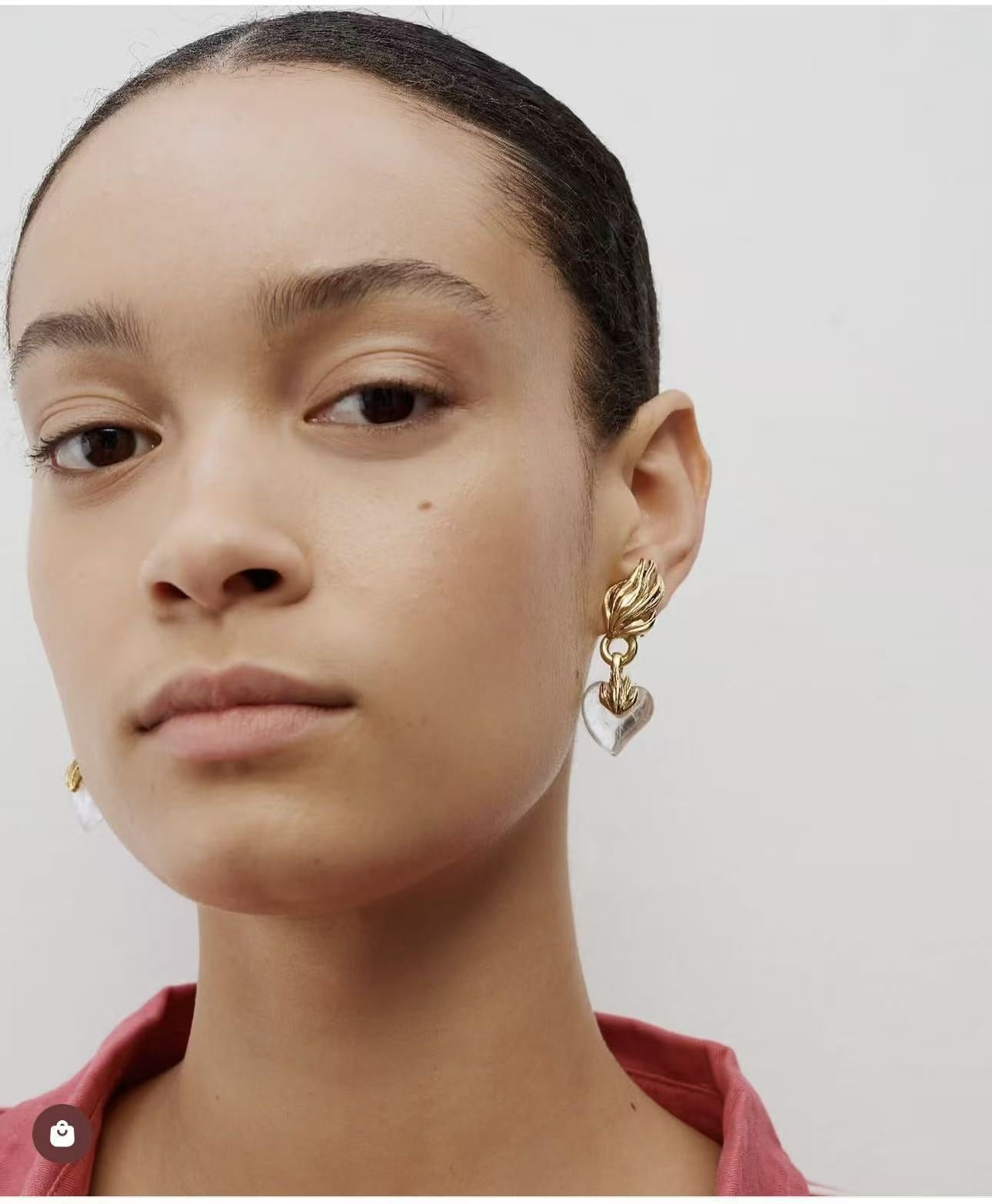 Vintage - Inspired Crystal Flame Heart Earrings - floysun