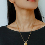 Vintage - Inspired Double Stone Heart & Square Pendant Necklace - floysun