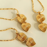 Vintage - Inspired Double Stone Heart & Square Pendant Necklace - floysun