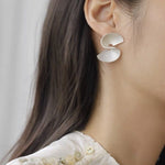 Vintage - Inspired Matte 925 Sterling Silver Folded Paper Fan Earrings - floysun