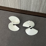 Vintage - Inspired Matte 925 Sterling Silver Folded Paper Fan Earrings - floysun