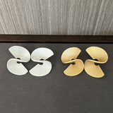 Vintage - Inspired Matte 925 Sterling Silver Folded Paper Fan Earrings - floysun