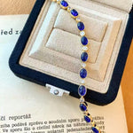 Vintage-Inspired Oval Synthetic Sapphire Tennis Bracelet - floysun