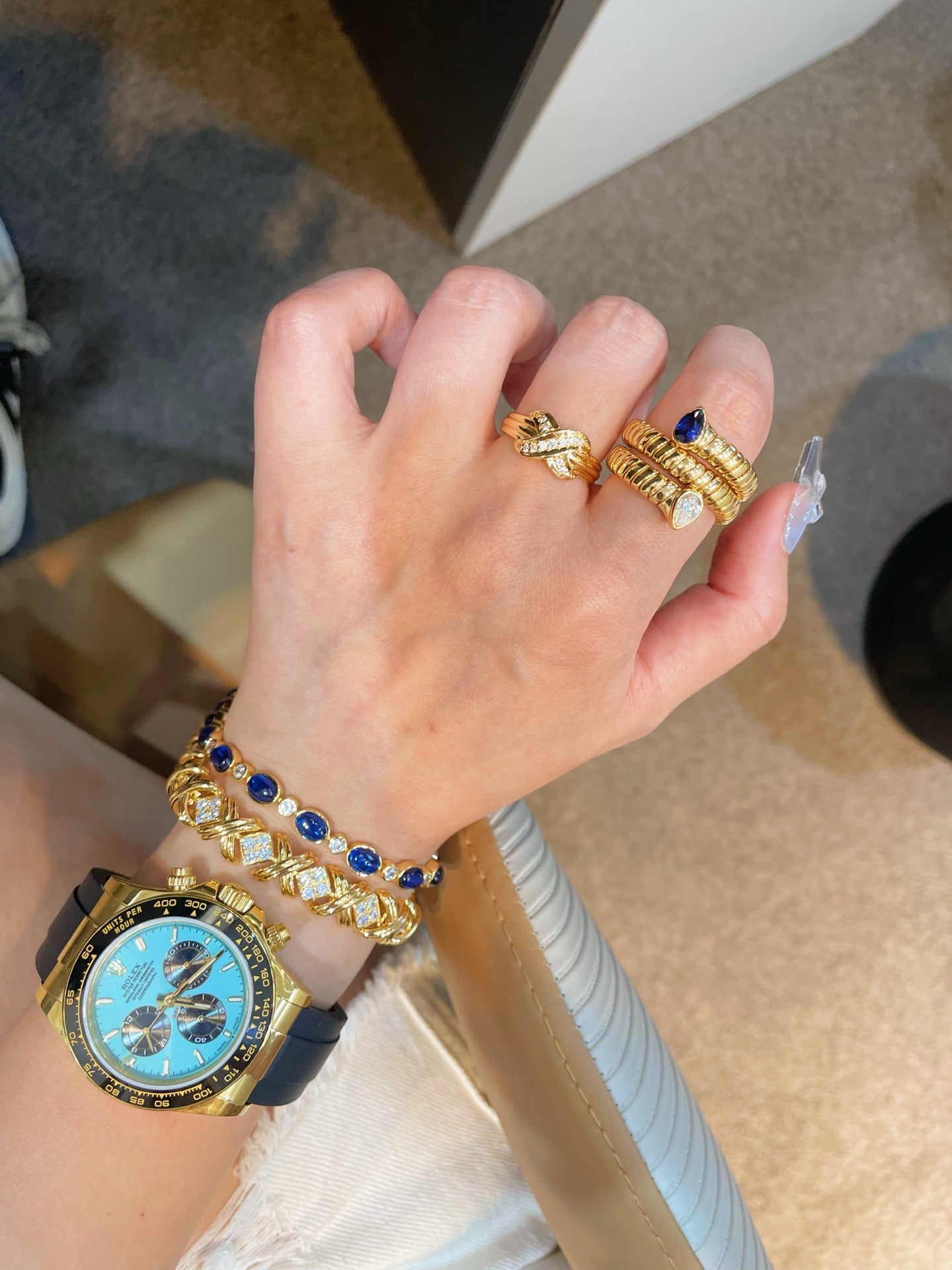 Vintage-Inspired Oval Synthetic Sapphire Tennis Bracelet - floysun