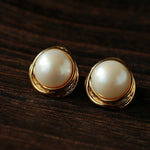 Vintage - Inspired Round Pearl Stud Earrings - floysun