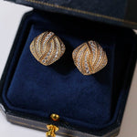 Vintage-Inspired Square Twist Diamond Stud Earrings - floysun