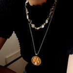 Vintage - Inspired White Crystal Clover Compass Long Necklace - floysun