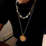 Vintage - Inspired White Crystal Clover Compass Long Necklace - floysun