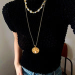 Vintage - Inspired White Crystal Clover Compass Long Necklace - floysun