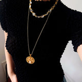 Vintage - Inspired White Crystal Clover Compass Long Necklace - floysun