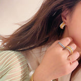 Vintage - Inspired Wide Hoop Earrings with Sparkling Stones - floysun