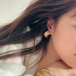 Vintage - Inspired Wide Hoop Earrings with Sparkling Stones - floysun