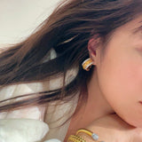 Vintage - Inspired Wide Hoop Earrings with Sparkling Stones - floysun