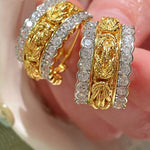 Vintage - Inspired Wide Hoop Earrings with Sparkling Stones - floysun