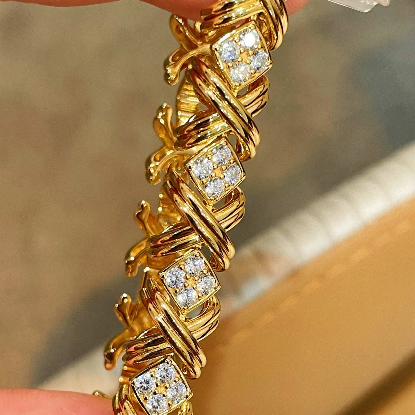 Vintage Intertwined Knot Lab-Grown Diamond Bracelet - floysun