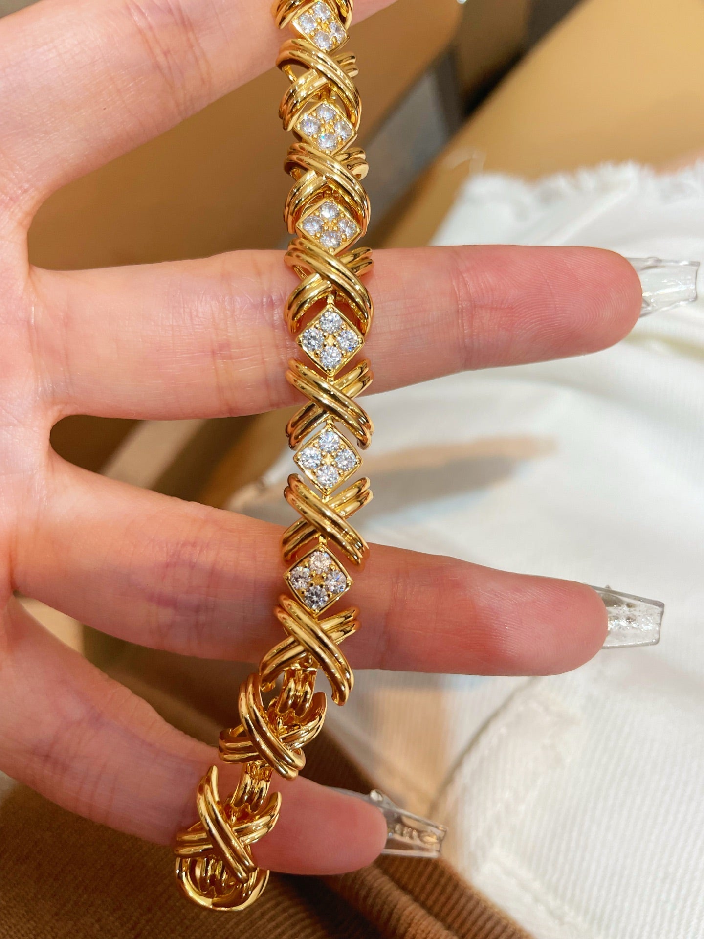 Vintage Intertwined Knot Lab-Grown Diamond Bracelet - floysun