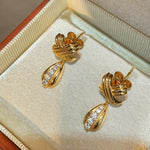 Vintage Intertwined Knot Teardrop Lab-Grown Diamond Drop Earrings - floysun