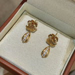 Vintage Intertwined Knot Teardrop Lab-Grown Diamond Drop Earrings - floysun