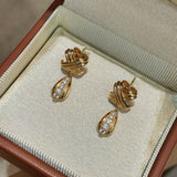 Vintage Intertwined Knot Teardrop Lab-Grown Diamond Drop Earrings - floysun