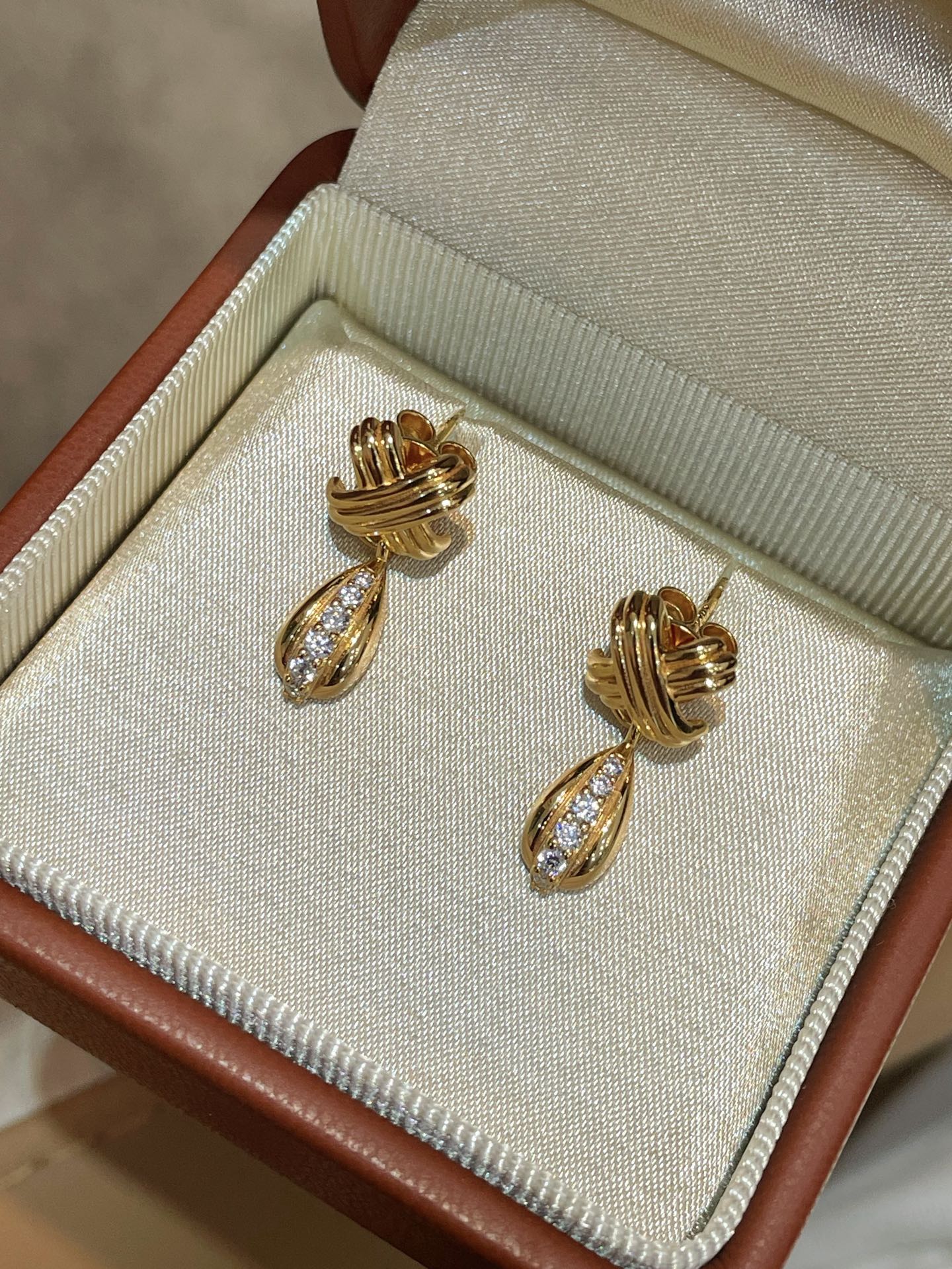 Vintage Intertwined Knot Teardrop Lab-Grown Diamond Drop Earrings - floysun